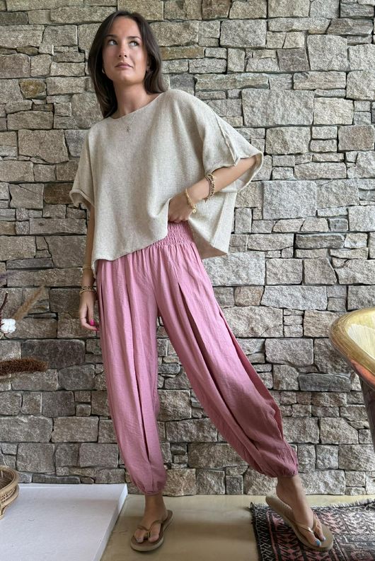 Basso Shirring Genie Pant Rose